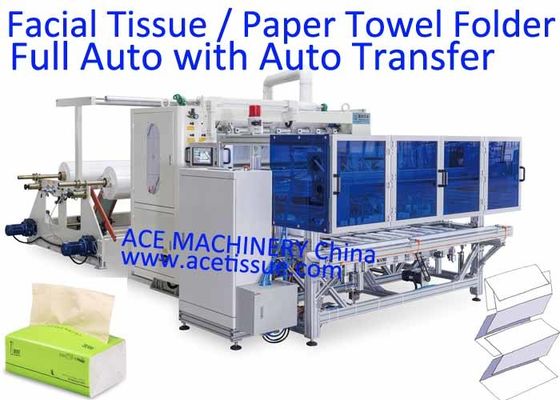 Máquina de alta velocidad del plegamiento de la toalla de papel con transferencia auto y la empaquetadora